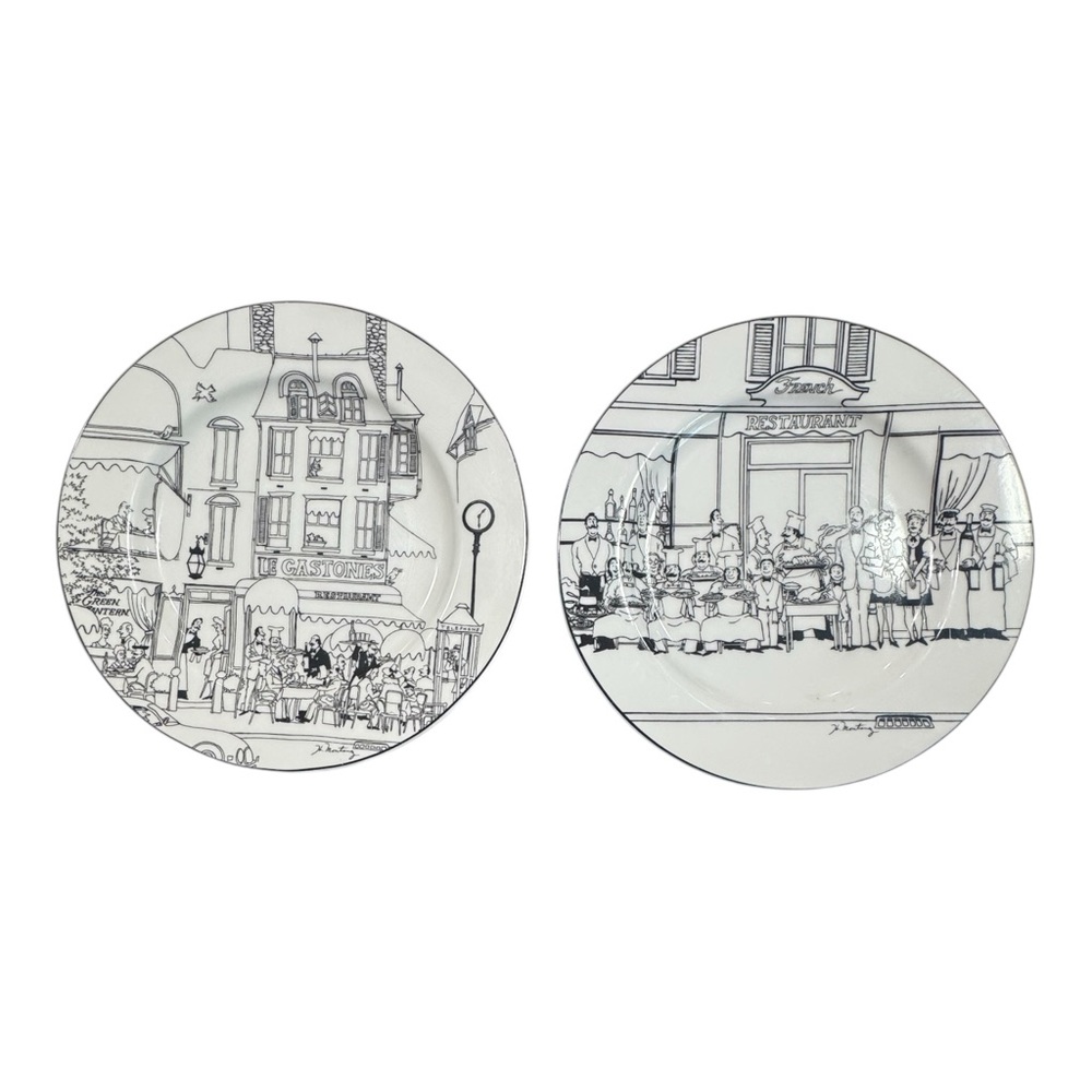 Epoch Collection "Le Restaurant" E 120 Porcelain Dinner Plates 10.5" Set Of 2